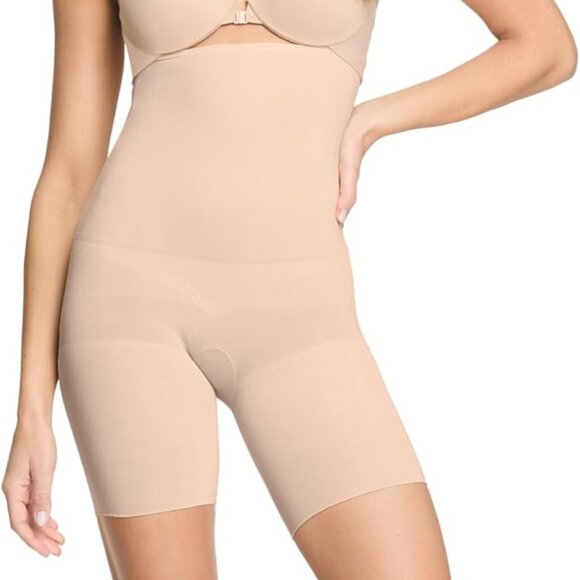 ASSETS by SPANX High-Waist Mid-Thigh Short -Thigh & Tummy Control  Sz: 1X Nude - Picture 2 of 11
